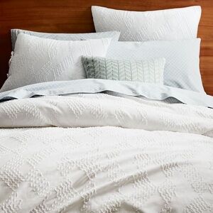West Elm Roar & Rabbit Criss Cross Lines Jacquard Queen Duvet & Euro Sham